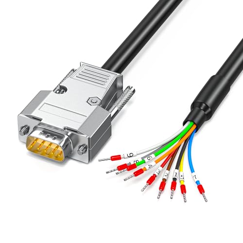 DB9-Stecker auf blanken Draht, serielles DB9-Kabel, 9-poliges serielles Verlängerungskabel, 24 AWG, 1 m, alle 9 Drähte mit Markerklemmenblöcken, akzeptiert Kommunikationsprotokolle wie RS232 und RS485 DB9-Stecker auf blanken Draht, serielles DB9-Kabel, 9-poliges serielles Verlängerungskabel, 24 AWG, 1 m, alle 9 Drähte mit Markerklemmenblöcken, akzeptiert Kommunikationsprotokolle wie RS232 und RS485 von JUXINICE