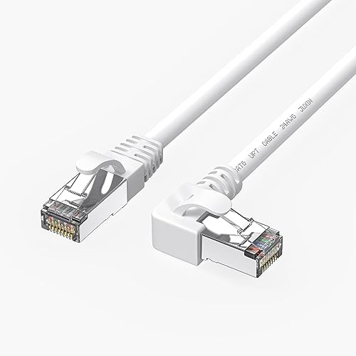 JUXINICE 90 Grad Ethernet Kabel links weiß 0,9 m rechtwinklig CAT 6 Ethernet Patchkabel linkswinklig Gigabit Netzwerkkabel RJ45 LAN Kabel Gigabit Netzwerkkabel von JUXINICE