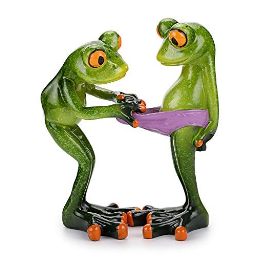 JUXYES Kreative Frosch-Figur aus Kunstharz, lustige Frosch-Skulptur, personalisiertes Tier-Sammel-Maskottchen für Regale, Tisch, Schreibtisch-Dekoration von JUXYES