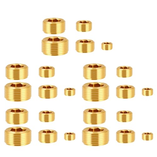 10/25 Stück Schlauchstopfen aus Messing mit Innensechskant Außengewinde zum Abdichten von Wasser-, Öl- und mechanischen Anschlüssen von JUYAXIN