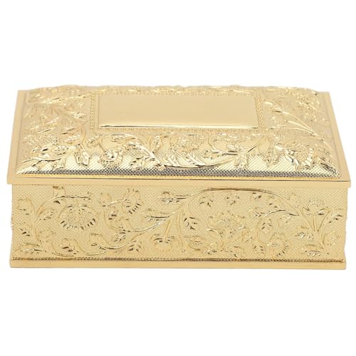 JUYAXIN Europäische Vintage-Schmuckschatulle mit Scharnierdeckel und geräumigen Fächern für Ringe und Halsketten, zum Organisieren auf Kommode, antikes Metall-Schmuckkästchen JUYAXIN Europäische Vintage-Schmuckschatulle mit Scharnierdeckel und geräumigen Fächern für Ringe und Halsketten, zum Organisieren auf Kommode, antikes Metall-Schmuckkästchen von JUYAXIN