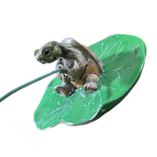 JUYAXIN Handgefertigte Schildkröte mit Blatt-Dekoration, Kunstharz-Statue für Aquarium, Garten oder Innenbereich, Dekoration für Aquarien, Lebensraum von JUYAXIN