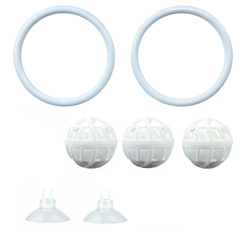 JUYAXIN Saugnapf, Bettas-Fischringe-Set, Wasserschildkröten, Spielzeug mit Nitriierungskugel für Aquarien, Wasserfiltersysteme, Betta-Ringe, Anreicherungsspielzeug mit Filterball von JUYAXIN