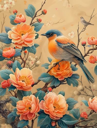 JUYIYUANFUZH Stickset Erwachsene Kreuzstich Stickpackungen Bilder 11CT Blumen- Und Vogelmalerei Im Antiken Stil 12 Kreuzstich Set FüR AnfäNger Basteln Erwachsene40×50Cm von JUYIYUANFUZH