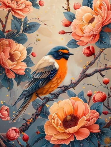 JUYIYUANFUZH Stickset Erwachsene Kreuzstich Stickpackungen Bilder 11CT Blumen- Und Vogelmalerei Im Antiken Stil 6 Kreuzstich Set FüR AnfäNger Basteln Erwachsene40×50Cm von JUYIYUANFUZH