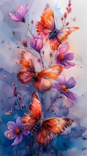 JUYIYUANFUZH Stickset Erwachsene Kreuzstich Stickpackungen Bilder 11CT Chinesischer Schmetterling liebt Blumen 2 Kreuzstich Set FüR AnfäNger Basteln Erwachsene40×50Cm von JUYIYUANFUZH