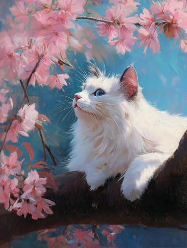 JUYIYUANFUZH Stickset Erwachsene Kreuzstich Stickpackungen Bilder 11CT Faule Katze Unter Dem Baum A Kreuzstich Set FüR AnfäNger Basteln Erwachsene40×50Cm von JUYIYUANFUZH