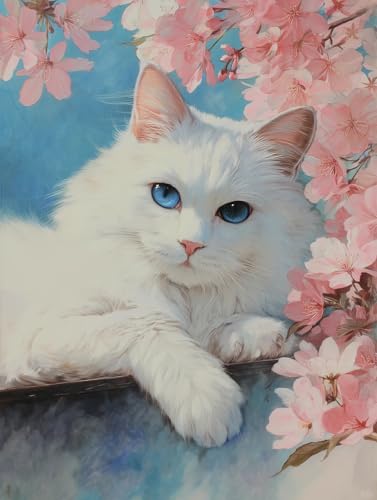 JUYIYUANFUZH Stickset Erwachsene Kreuzstich Stickpackungen Bilder 11CT Faule Katze Unter Dem Baum B Kreuzstich Set FüR AnfäNger Basteln Erwachsene40×50Cm von JUYIYUANFUZH