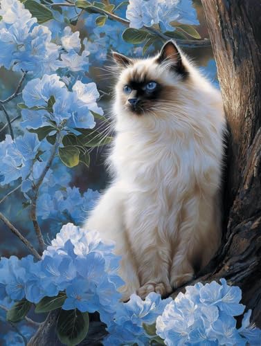 JUYIYUANFUZH Stickset Erwachsene Kreuzstich Stickpackungen Bilder 11CT Faule Katze Unter Dem Baum C Kreuzstich Set FüR AnfäNger Basteln Erwachsene40×50Cm von JUYIYUANFUZH