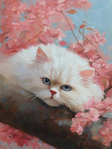 JUYIYUANFUZH Stickset Erwachsene Kreuzstich Stickpackungen Bilder 11CT Faule Katze Unter Dem Baum D Kreuzstich Set FüR AnfäNger Basteln Erwachsene40×50Cm von JUYIYUANFUZH