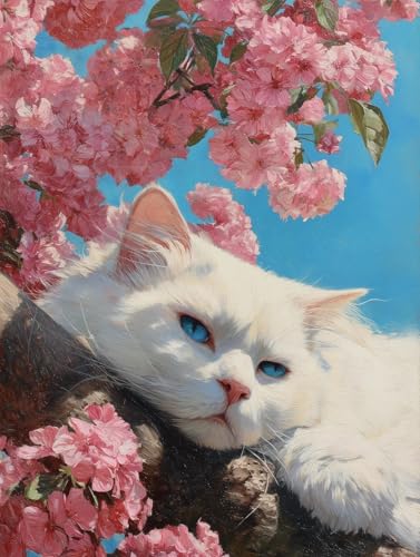 JUYIYUANFUZH Stickset Erwachsene Kreuzstich Stickpackungen Bilder 11CT Faule Katze Unter Dem Baum E Kreuzstich Set FüR AnfäNger Basteln Erwachsene40×50Cm von JUYIYUANFUZH