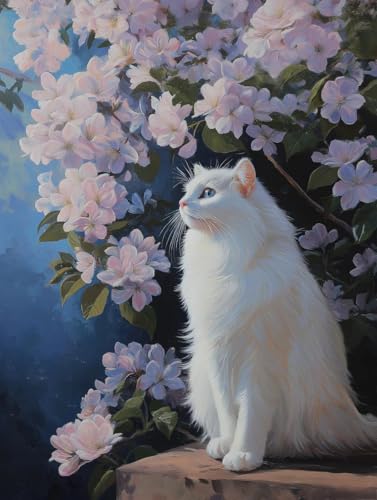 JUYIYUANFUZH Stickset Erwachsene Kreuzstich Stickpackungen Bilder 11CT Faule Katze Unter Dem Baum F Kreuzstich Set FüR AnfäNger Basteln Erwachsene40×50Cm von JUYIYUANFUZH