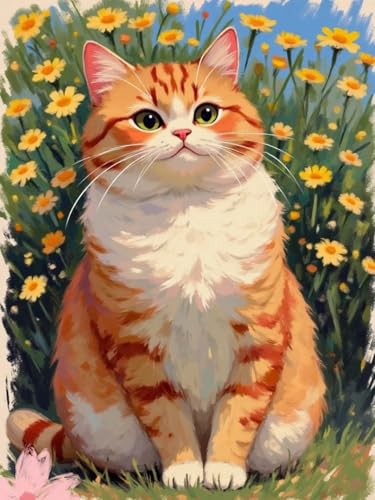 JUYIYUANFUZH Stickset Erwachsene Kreuzstich Stickpackungen Bilder 11CT Kleine Katzenblumenwelt C Kreuzstich Set FüR AnfäNger Basteln Erwachsene40×50Cm von JUYIYUANFUZH