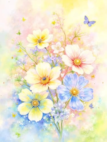 JUYIYUANFUZH Stickset Erwachsene Kreuzstich Stickpackungen Bilder 11CT Romantische Blumen 33 Kreuzstich Set FüR AnfäNger Basteln Erwachsene40×50Cm von JUYIYUANFUZH