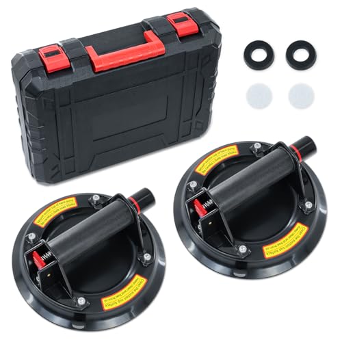 2er-Set 8.2"Saugheber Fliesenheber Glassauger|Tragkraft Max.200KG,Vakuum Saugheber Glas mit Tragbarer Werkzeugkasten,Vakuumheber Glasheber für Glas,Fliesen,Marmor von JUYLTOOL