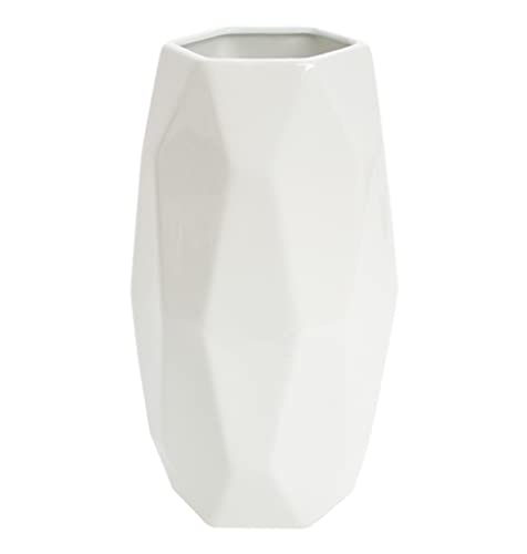 Geometrische Vase Weiß 20 cm Hoch, Blumenvasen Modern aus Keramik für Tischdeko Innenbereich, Deko Vasen für Pampasgras von JUZAI