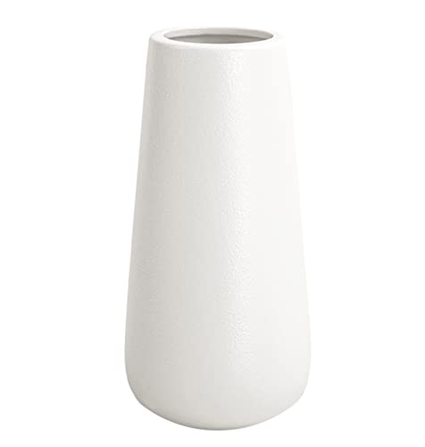 Vase Weiß 20 cm Hoch, Blumenvasen Modern aus Keramik für Tischdeko Innenbereich, Deko Vasen für Pampasgras von JUZAI