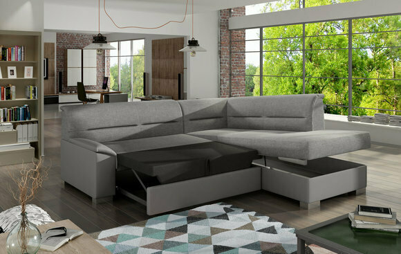 Design Sofa Ecksofa Schlafsofa Bettfunktion Couch Polster Textil Sofas Schlaf von JV Mobel