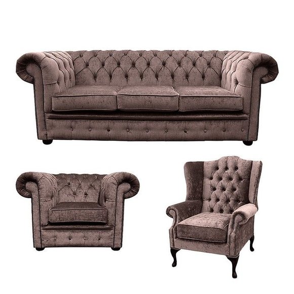 Chesterfield Design Luxus Polster Sofa Couch Sitz Garnitur Leder Textil Neu #415 Chesterfield Design Luxus Polster Sofa Couch Sitz Garnitur Leder Textil Neu #415 von JV Model