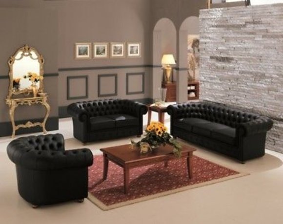 Design Couch Polster Sofagarnitur Ledersofa Set Chesterfield 100% Leder Sofort Design Couch Polster Sofagarnitur Ledersofa Set Chesterfield 100% Leder Sofort von JV Model