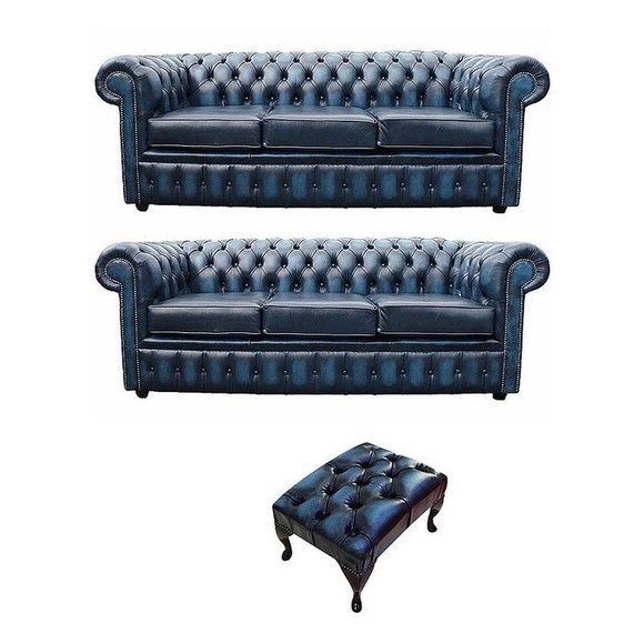 Klassische Leder Textil Sofa Couch Polster Garnitur Chesterfield 3+3 Klassische Leder Textil Sofa Couch Polster Garnitur Chesterfield 3+3 von JV Model