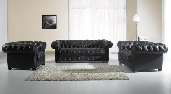 Ledersofa Sofa Couch Polster Couch 321 Leder Stoff Sofas Couchen von JV Model