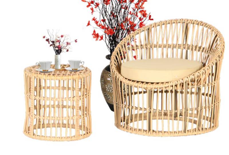 2tlg Garten Möbel Set Möbel Sitzmöbel GartenGarnitur Terrasse Couchtisch Sessel von JV Möbel