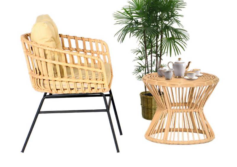 2tlg. Garten Möbel Set Terrasse Sessel Couchtisch Rattan Modern Hochwertiges von JV Möbel