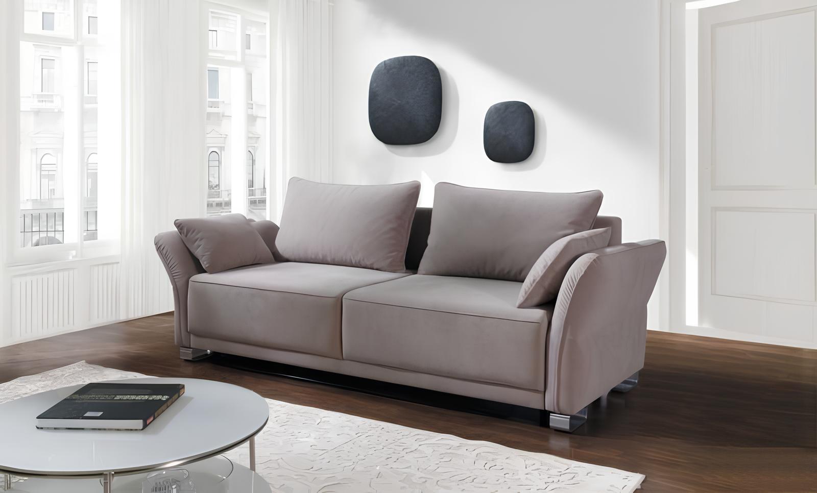 3 Sitz Sofa Couch Textil Polster Stoff Garnitur Schlafsofa Bettfunktion Neu von JV Möbel
