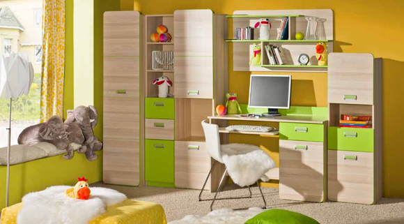 5 teiliges Schlafzimmer Kinder Jugend Zimmer Set Kleiderschrank Schreibtisch von JV Möbel