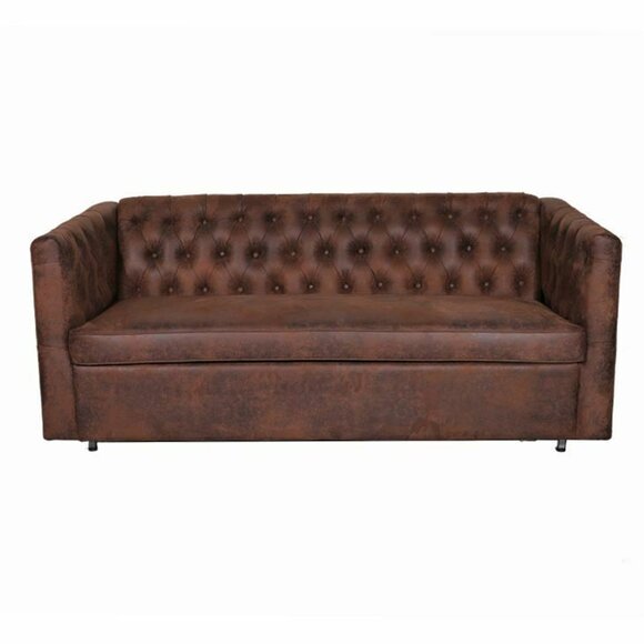 American Style Chesterfield Sofa Couch Leder Polster Braun Dreisitzer von JV Möbel