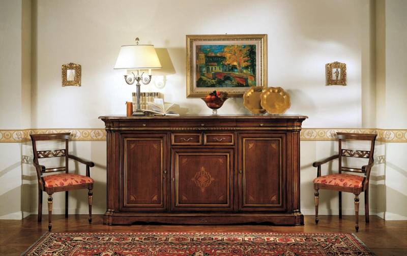Anrichte Barock Stil Sideboard Echtholz Luxus Italienische Holz Möbel Kommode von JV Möbel
