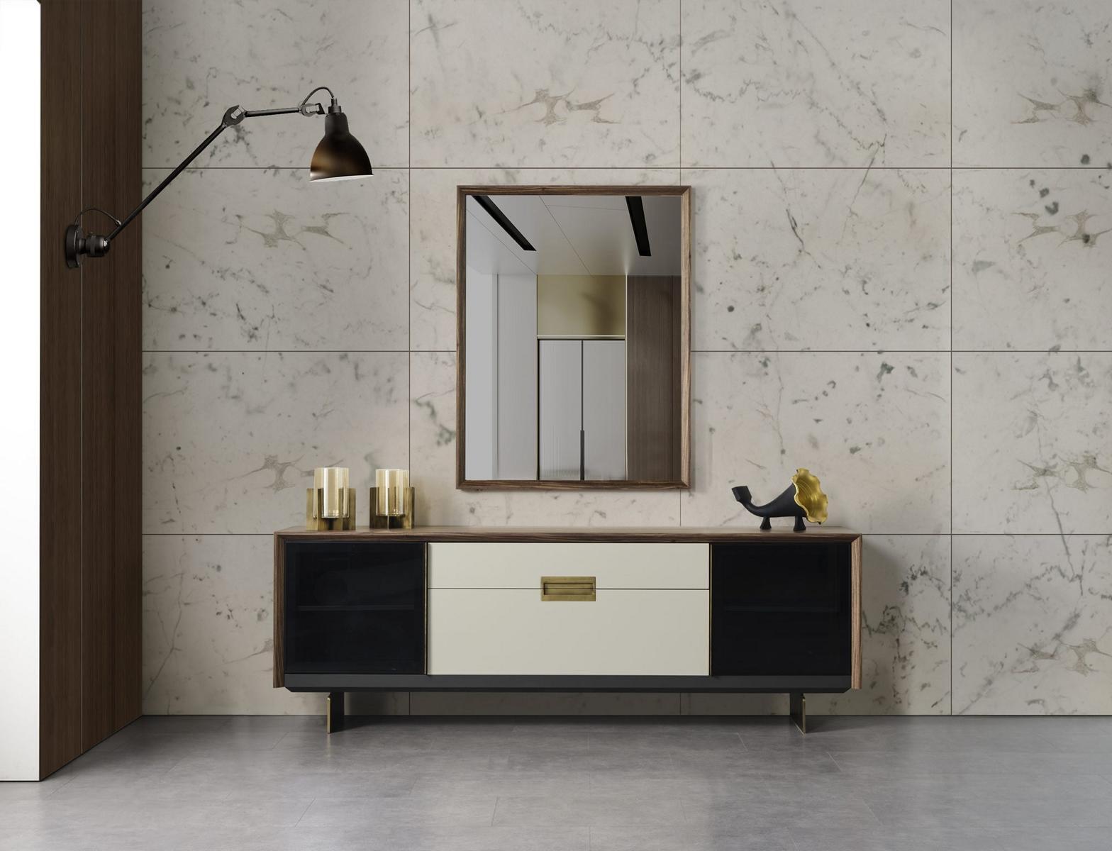 Anrichte Sideboard mit Spiegel Kommode Holz Mehrfarbig Esszimmer Set Anrichte Sideboard mit Spiegel Kommode Holz Mehrfarbig Esszimmer Set von JV Möbel