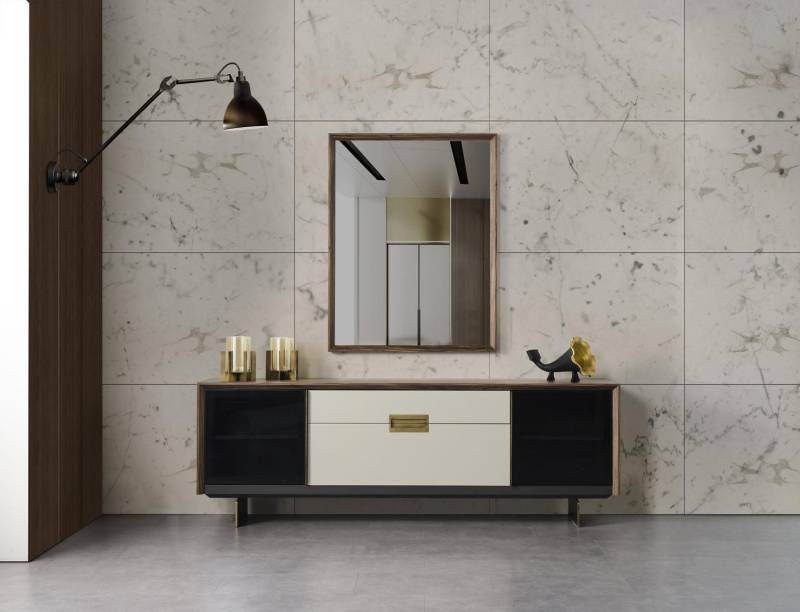 Anrichte Sideboard mit Spiegel Kommode Holz Mehrfarbig Esszimmer Set von JV Möbel