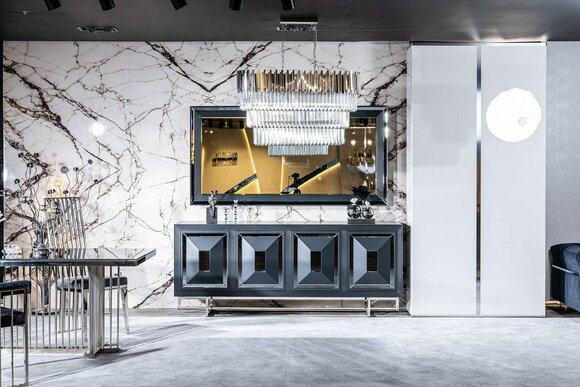 Anrichte Spiegel Wohnzimmer grau Kommode Holz Metall Stil Modern Schrank Anrichte Spiegel Wohnzimmer grau Kommode Holz Metall Stil Modern Schrank von JV Möbel
