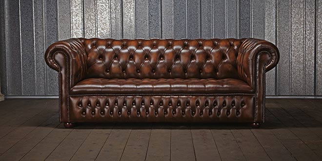 Antik Chesterfield Leder Sofa Couch Polster 100% Echtes Leder 3 Sitzer jvmoebel von JV Möbel