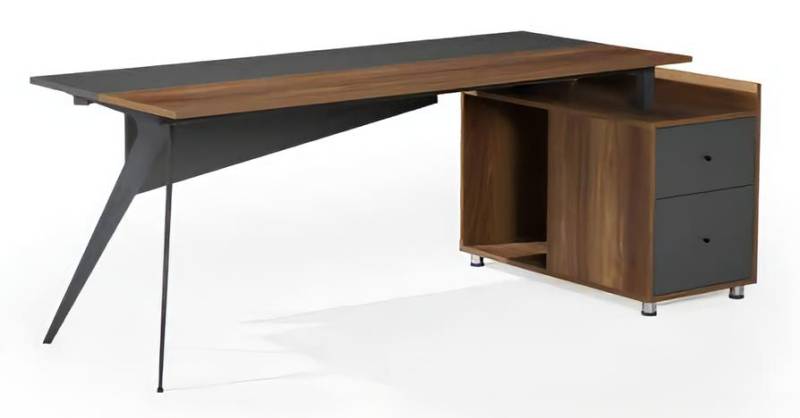 Arbeitstisch Schreibtisch Bürotisch mit Schrank Arbeitszimmer Braun-Grau von JV Möbel