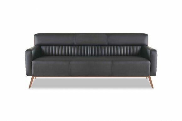 Arbeitszimmer 3-Sitzer Sofa Schwarz Einfarbig Modern Design Wohnzimmer von JV Moebel