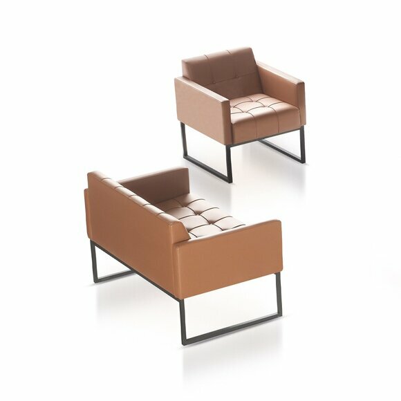 Arbeitszimmer Braun Set 2tlg 2-Sitzer mit Sessel Einfarbig Modern Stil von JV Moebel