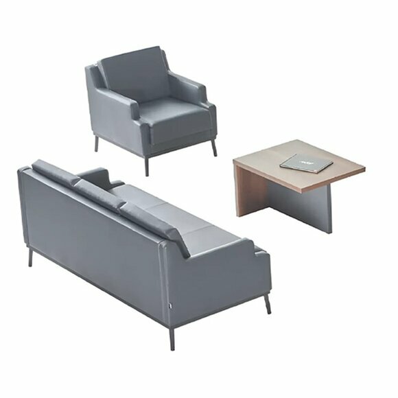 Arbeitszimmer-Set 3tlg 3-Sitzer Sessel Couchtisch Modern Dunkelgrau von JV Moebel