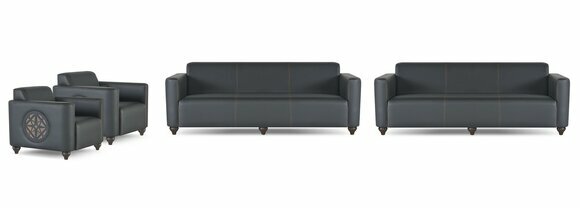 Arbeitszimmer-Set 4tlg 2x 3-SItzer 2x Sessel Schwarz Einfarbig Modern von JV Moebel