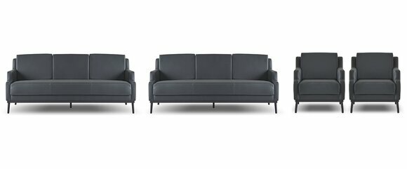 Arbeitszimmer-Set 4tlg 2x 3-Sitzer 2x Sessel Dunkelgrau Einfarbig Modern von JV Moebel