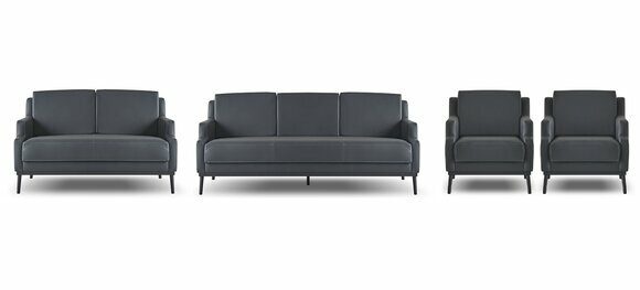 Arbeitszimmer-Set 4tlg 3-Sitzer 2-Sitzer 2x Sessel Dunkelgrau Einfarbig von JV Moebel