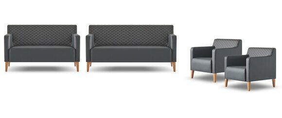 Arbeitszimmer-Set 4tlg 3-Sitzer 2-Sitzer 2x Sessel Schwarz Wohnzimmer von JV Moebel