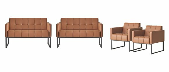 Arbeitszimmer-Set 4tlg Braun Einfarbig 2x 2-Sitzer 2x Sessel Modern Stil von JV Moebel