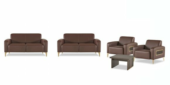 Arbeitszimmer-Set 5tlg 2x 2-Sitzer 2x Sessel Couchtisch Wohnzimmer Braun Arbeitszimmer-Set 5tlg 2x 2-Sitzer 2x Sessel Couchtisch Wohnzimmer Braun von JV Moebel