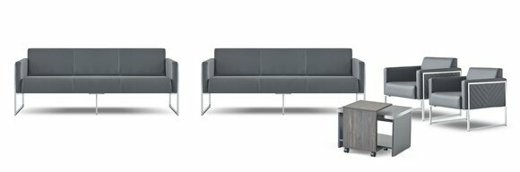 Arbeitszimmer-Set 5tlg 2x 3-Sitzer 2x Sessel Couchtisch Grau Einfarbig von JV Moebel