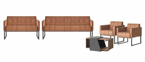 Arbeitszimmer-Set 5tlg 3-Sitzer 2-Sitzer 2x Sessel Couchtisch Braun Stil von JV Moebel