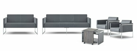 Arbeitszimmer-Set 5tlg 3-Sitzer 2-Sitzer 2x Sessel Couchtisch Grau Stil von JV Moebel
