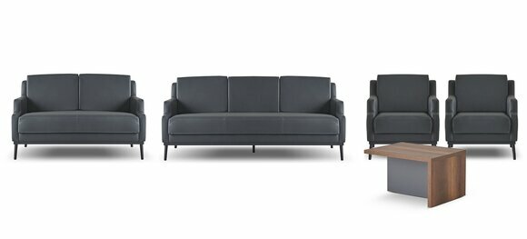 Arbeitszimmer-Set 5tlg Dunkelgrau 3-Sittzer 2-Sitzer Sessel Couchtisch von JV Moebel